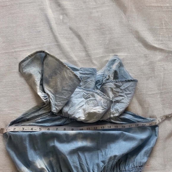 MAX JEANS maxi dress, size XL, bleached chambray embroidery preowned - Picture 11 of 14